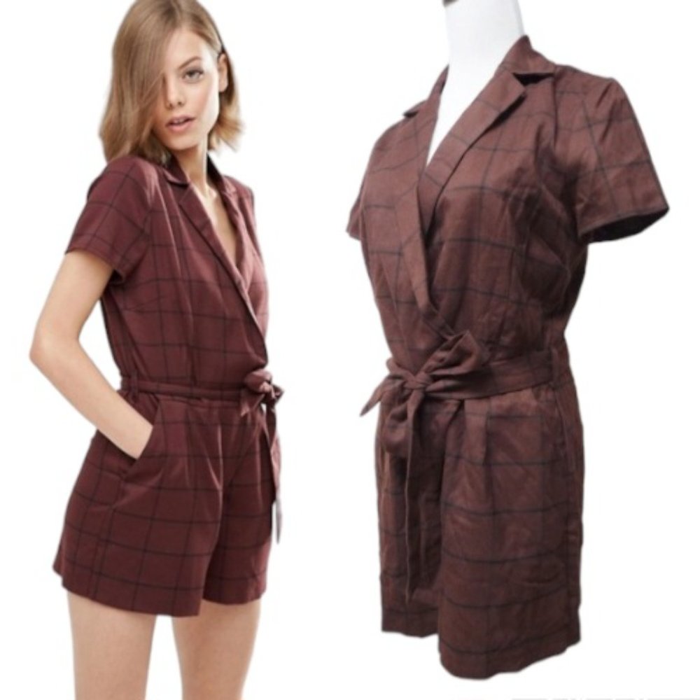 ASOS Grid Check Romper - Picture 4 of 5